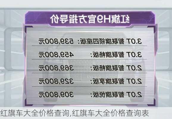 红旗车大全价格查询,红旗车大全价格查询表