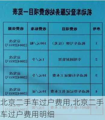 北京二手车过户费用,北京二手车过户费用明细