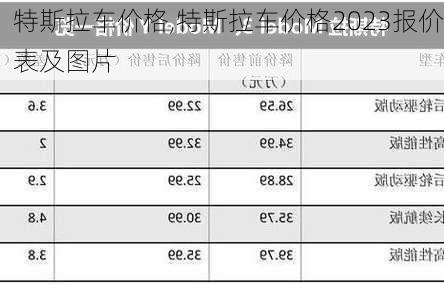 特斯拉车价格,特斯拉车价格2023报价表及图片