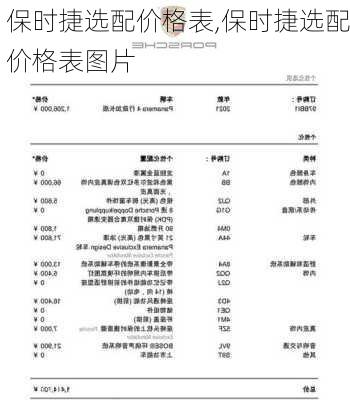 保时捷选配价格表,保时捷选配价格表图片