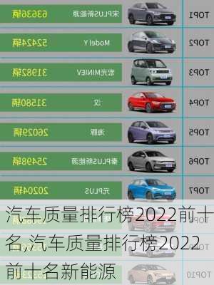 汽车质量排行榜2022前十名,汽车质量排行榜2022前十名新能源