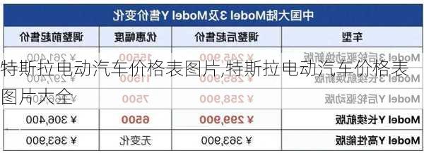 特斯拉电动汽车价格表图片,特斯拉电动汽车价格表图片大全