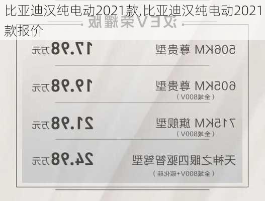 比亚迪汉纯电动2021款,比亚迪汉纯电动2021款报价