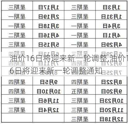 油价16日将迎来新一轮调整,油价16日将迎来新一轮调整通知