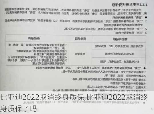 比亚迪2022取消终身质保,比亚迪2022取消终身质保了吗