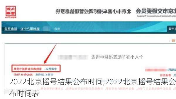 2022北京摇号结果公布时间,2022北京摇号结果公布时间表