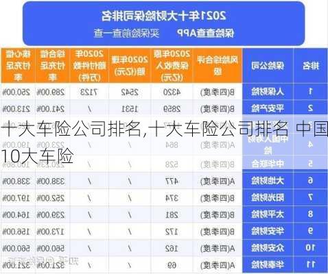 十大车险公司排名,十大车险公司排名 中国10大车险