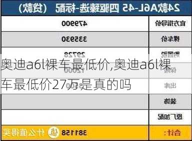 奥迪a6l裸车最低价,奥迪a6l裸车最低价27万是真的吗