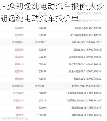 大众朗逸纯电动汽车报价,大众朗逸纯电动汽车报价单