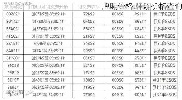 牌照价格,牌照价格查询