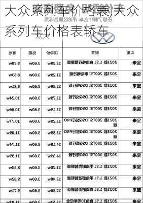 大众系列车价格表,大众系列车价格表轿车