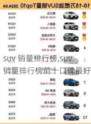 suv 销量排行榜,suv销量排行榜前十口碑最好