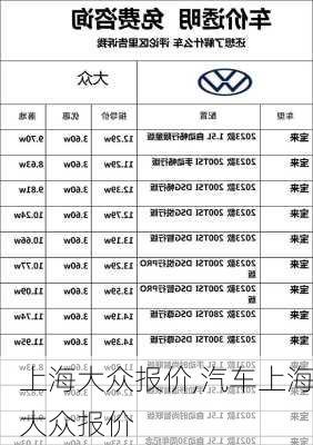 上海大众报价,汽车上海大众报价